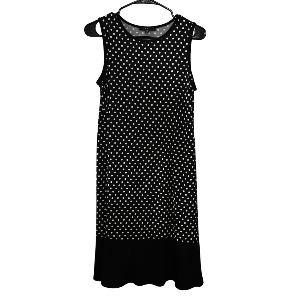 Tiana B. Women's Sleeveless Midi Dress Medium Black White Polka Dot